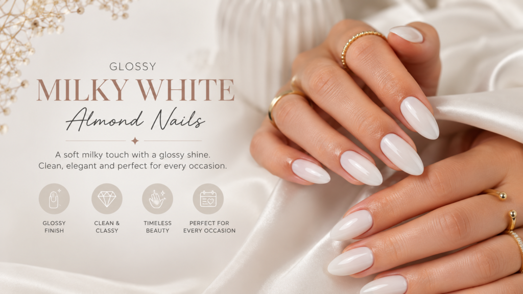 Glossy Milky White Almond Nails 1024x576