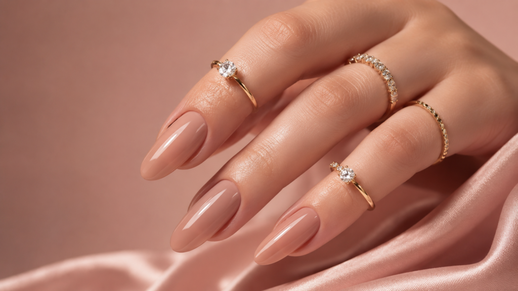 Glossy Nude Almond Nail Extensions 1024x576