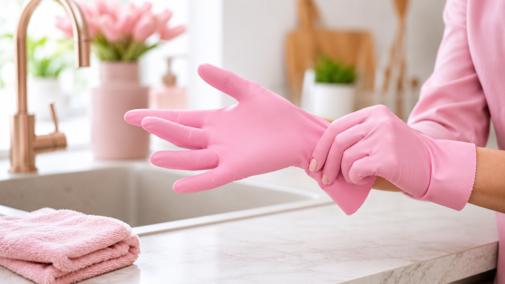 Stylish Pink Cleaning Gloves 1024x576