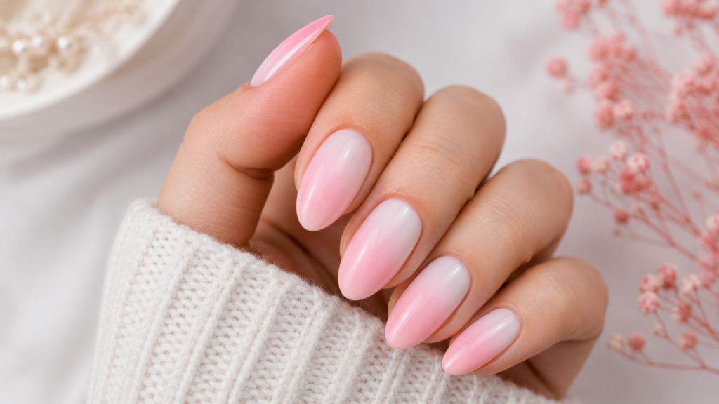White To Pink Ombre Almond Nails 1 1024x576